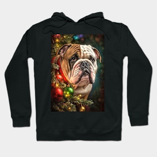 English Bulldog Christmas Holiday Card, Stickers Hoodie